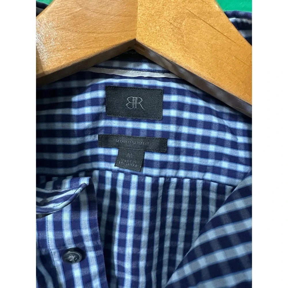 Banana Republic‎ Lecgino Blue Gingham Button Down Shirt Italian Fabric Men's M